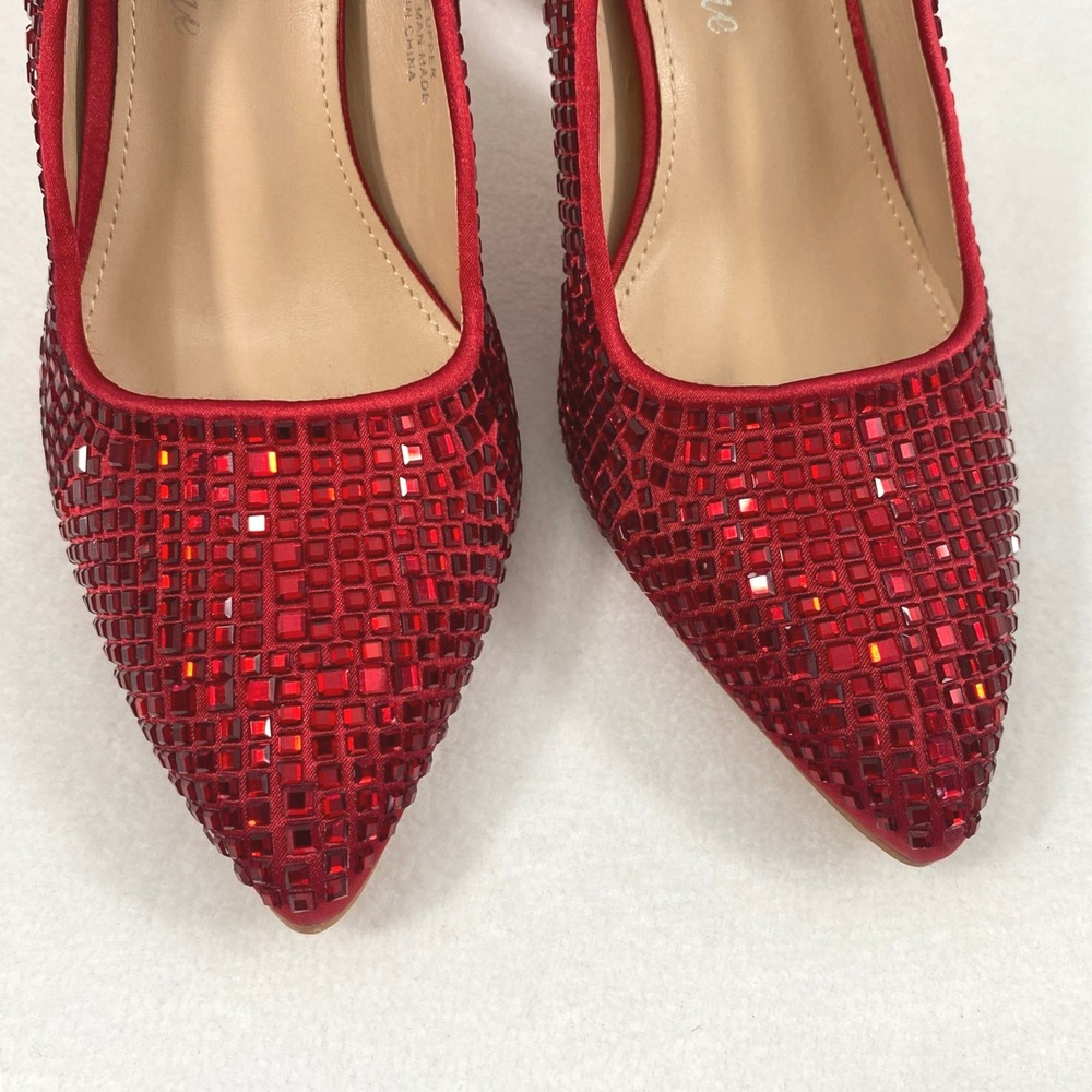Lauren Lorraine Pumps Womens 10 Dazzle Red Embellished Stiletto Heels Glam Party - Picture 10 of 13